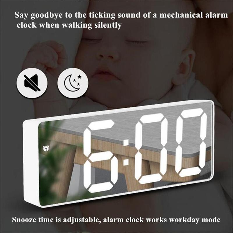 LED Electronic Alarm Clock, Simple Mirror Acrylic Sound Alarm Clock, Desktop Clock for Bedroom Living Room Study Kitchen