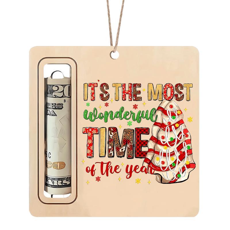 Christmas Money Holder Ornament, 1 Count It's The Most Wonderful Time Of The Year Money Holder, Xmas Tree Hanging Decor for Home Office for Holiday Party