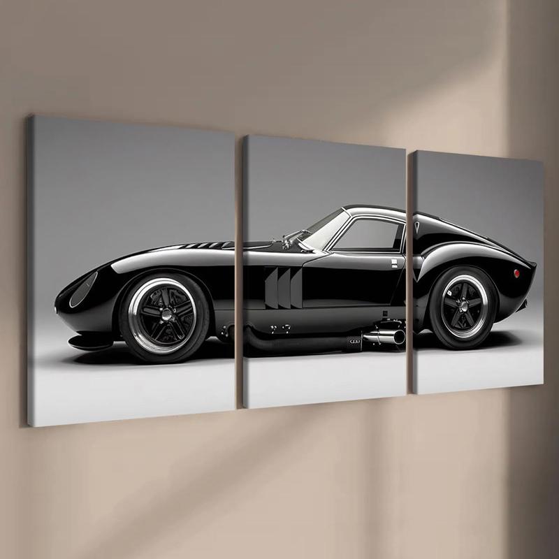 Car Pattern Wooden Framed Canvas Painting, 3 Counts set Modern Art Supercar Poster, Wall Art Decor for Home Living Room Bedroom Office