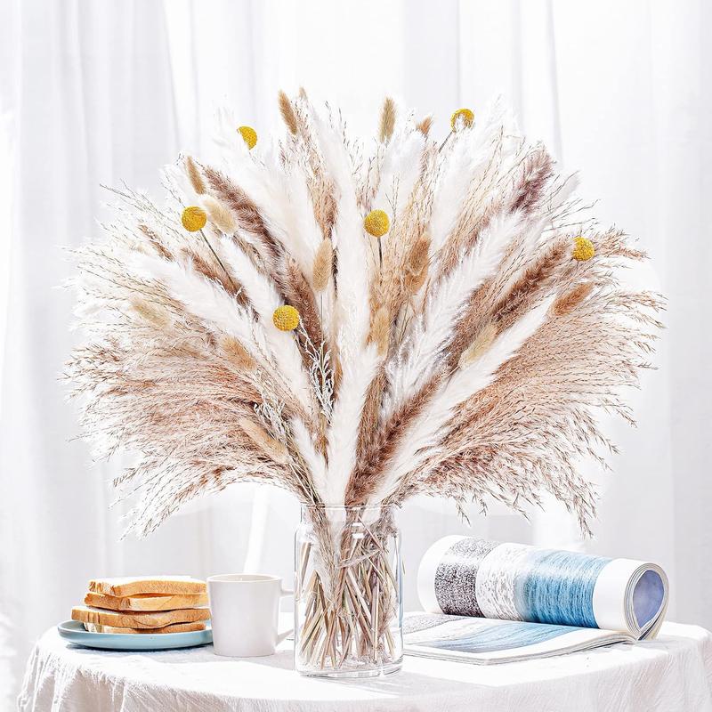 100PCS Natural Dried Pampas Grass Decor - 17.5