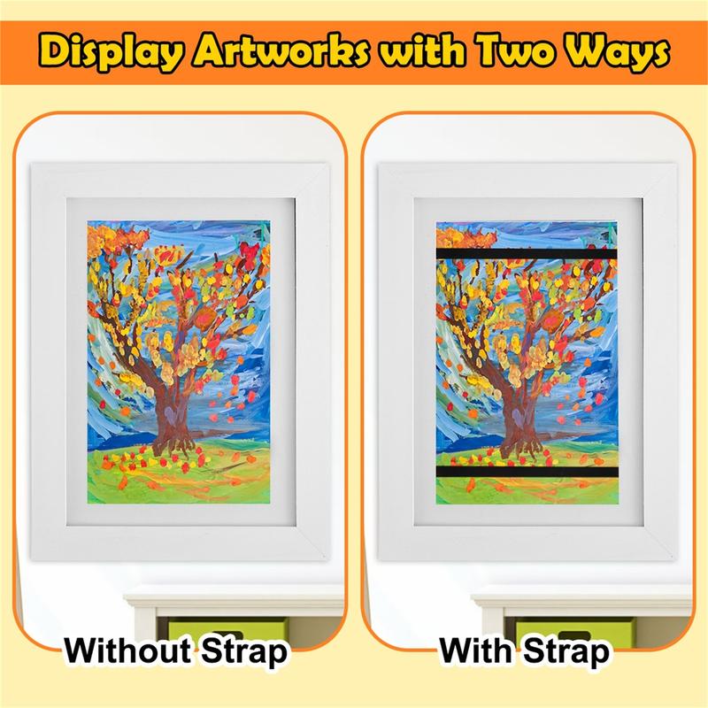 Christmas Gifts Kids Art Frame Set A4 Front Opening Photo Frames Wooden Kids Artwork Display Frame for 100 Pictures Horizontal and Vertical Picture Display for Crafts Drawing 3D Artwork Ornaments 1 2 Counts