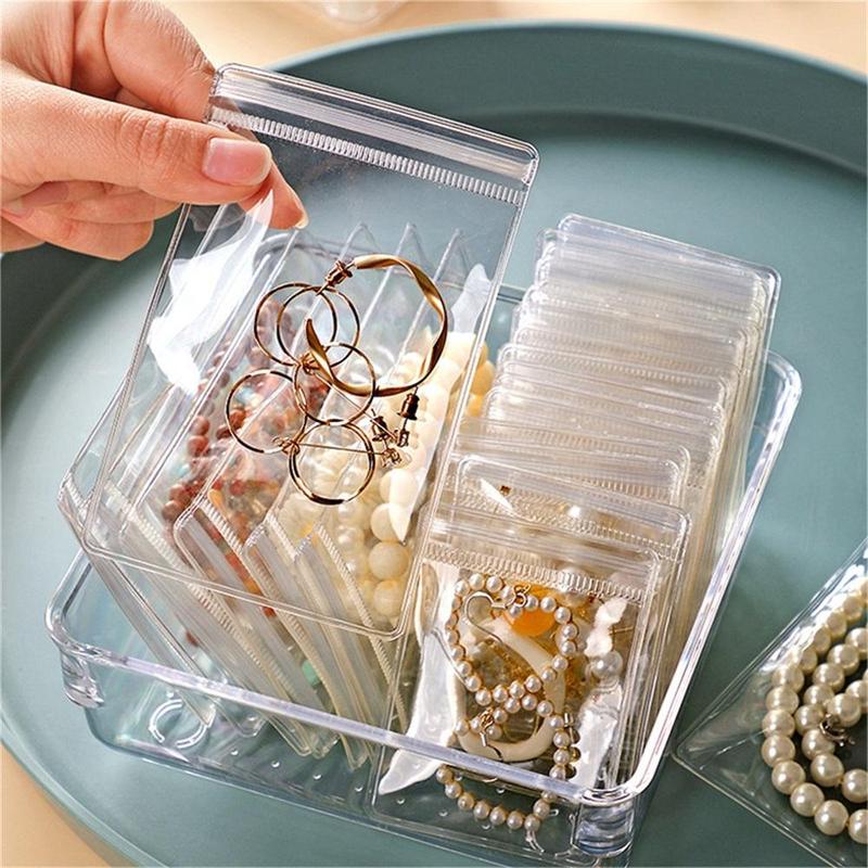 Clear Jewelry Storage Bag, 50pcs Set Portable Waterproof Ziplock Bag, Anti-oxidation Jewelry Bags, Jewelry Organizer for Home & Travel