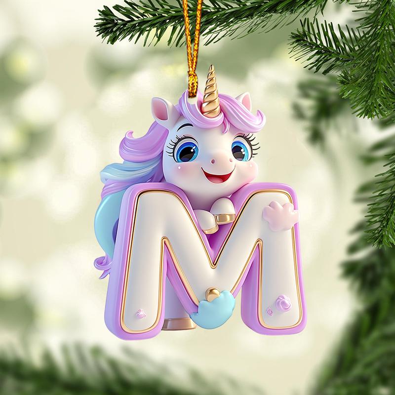 Unicorn Alphabet Letter Ornament Personalized Ornament Christmas Ornament Gifts For Children Family And Friends  - kid5142 christmas ornament