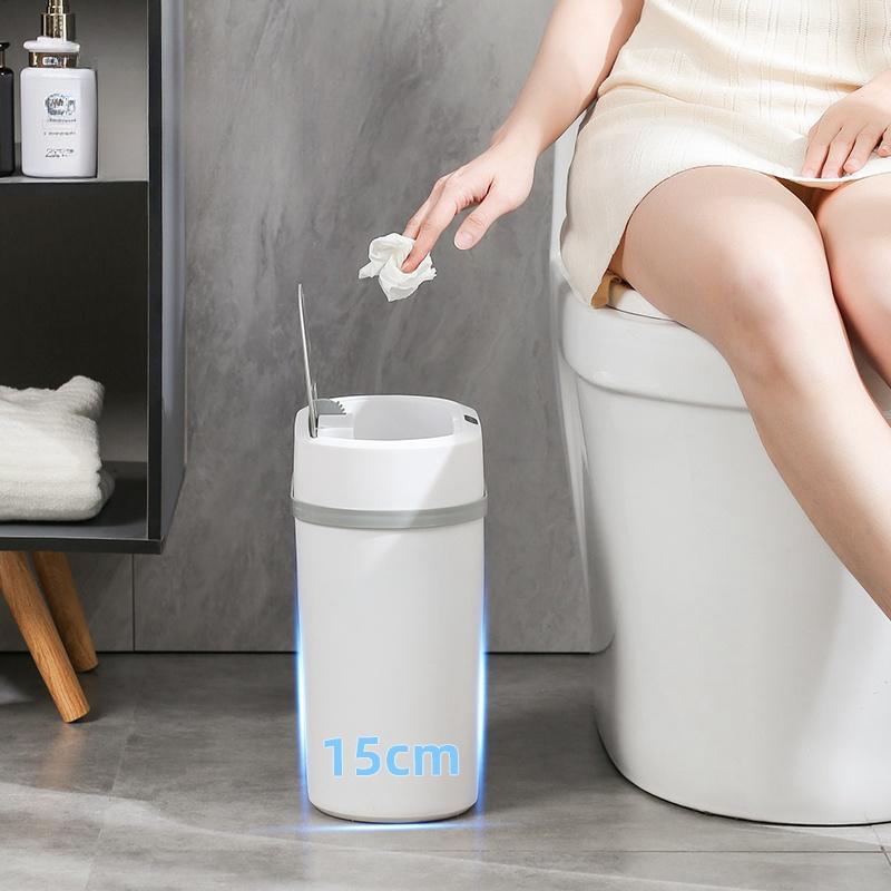 Rechargeable Automatic Flip Lid Toilet Trash Can, Smart Sensor Trash Cans for Kitchen, Household Waste Bin for Living Room Bathroom, Kitchen Gadgets, Kitchen Appliances for New Home