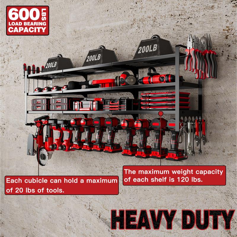 Nattydot Power Tool Organizer Wall,Cordless Drill Hanger Storage Rack 12 Drill Holder,4 Layers Heavy Duty Tool Storage Rack,Shelf Garage Hanging, Steel Installation, Christmas 2024