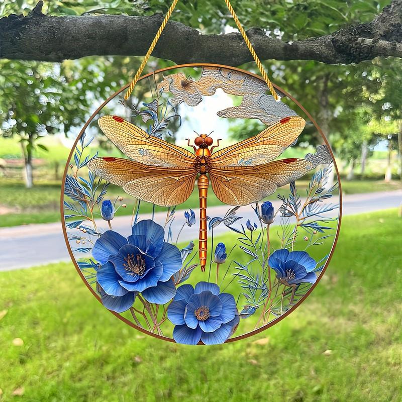 Dragonfly Design Hanging Decor, 1 Count Colorful Exquisite Acrylic Hanging Ornament, Hanging Decor for Home Garden Yard Balcony