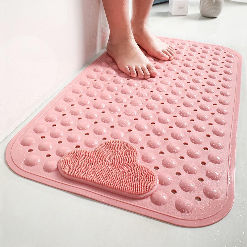 Cloud Pattern Bath Mat, 1 Count Non-slip Bathroom Massage Mat with Suction Cup, Round Hole Design Quick Drain Mat for Shower Room