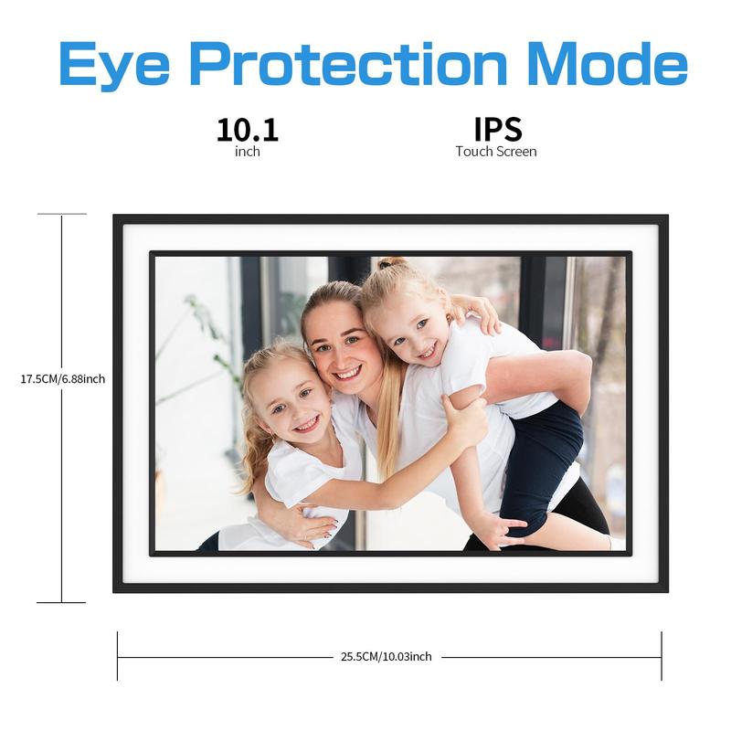 10.1 Inch Digital Photo Frame, Wall Mountable Smart Cloud Photo Frame, Flexible Placement Desktop Photo Frame for Home Office