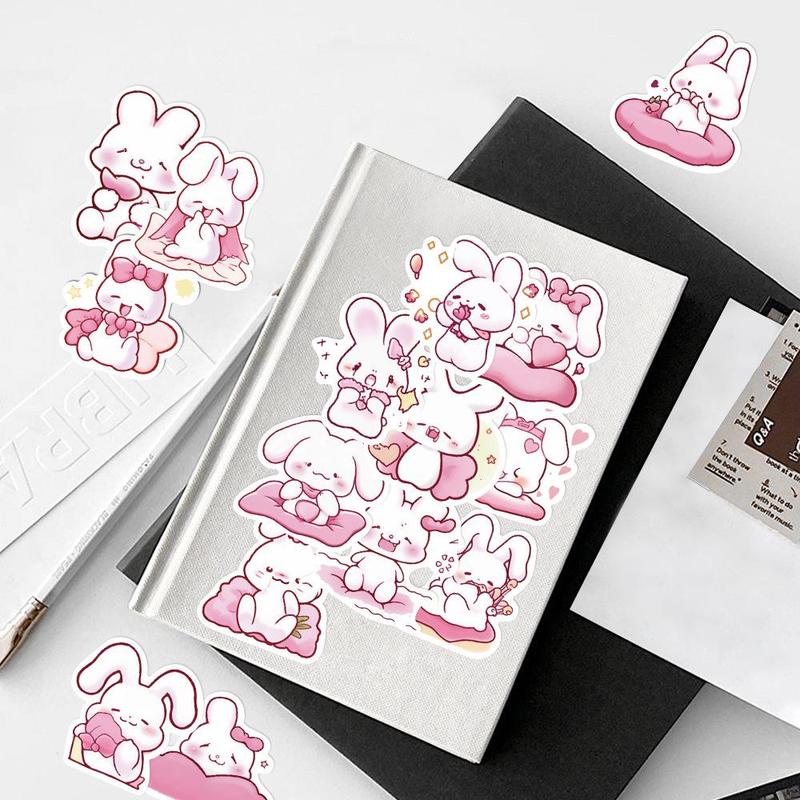 Cute Rabbit Series Sticker, 50pcs set Waterproof Self Adhesive DIY Sticker, Decor Sticker for Gift Greeting Card Water Bottle Laptop Phone