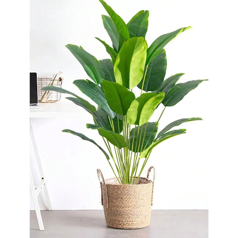 80 88cm Large Artificial Banana Tree Tropical Fake Palm Branch Plastic Birds Of Paradise Leaves Green Monstera Leaves For Home Garden Party Office Decor Without Pothome Decor,School Supplies