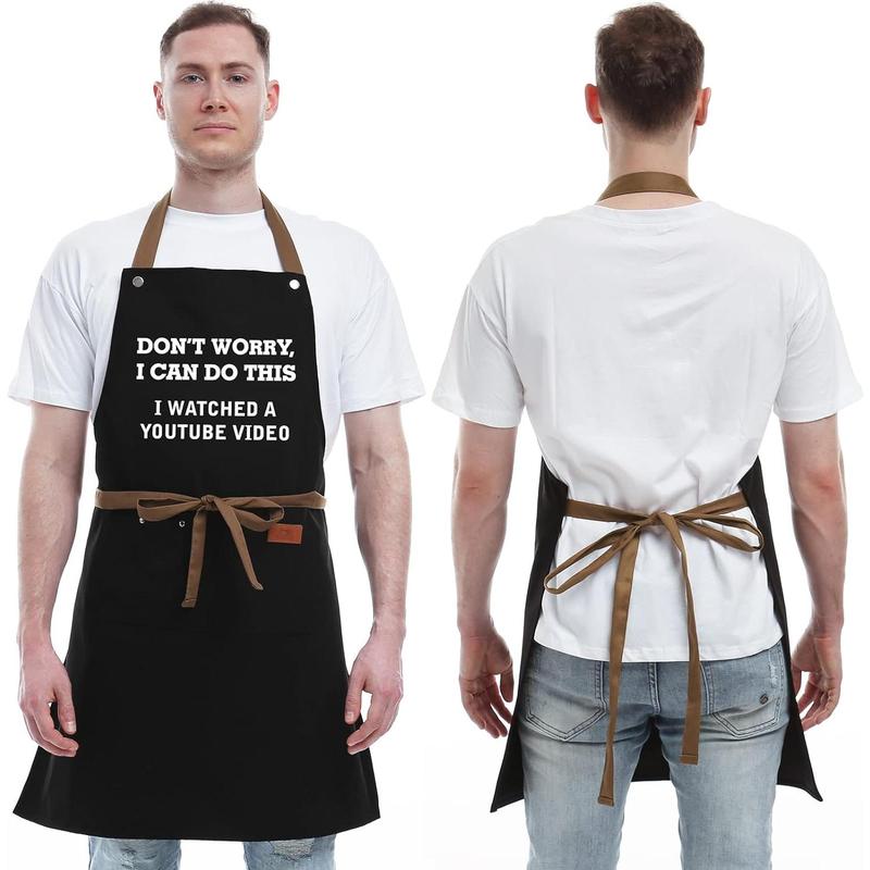 Father's Day Gifts for Dad, Gifts for Husband, Boyfriend, Brother, Men Unique Birthday Gifts, Funny Gifts for Mom, Dad Gifts From Daughter Son – BBQ Cooking Chef Apron 3 Pockets, Kitchen Gifts