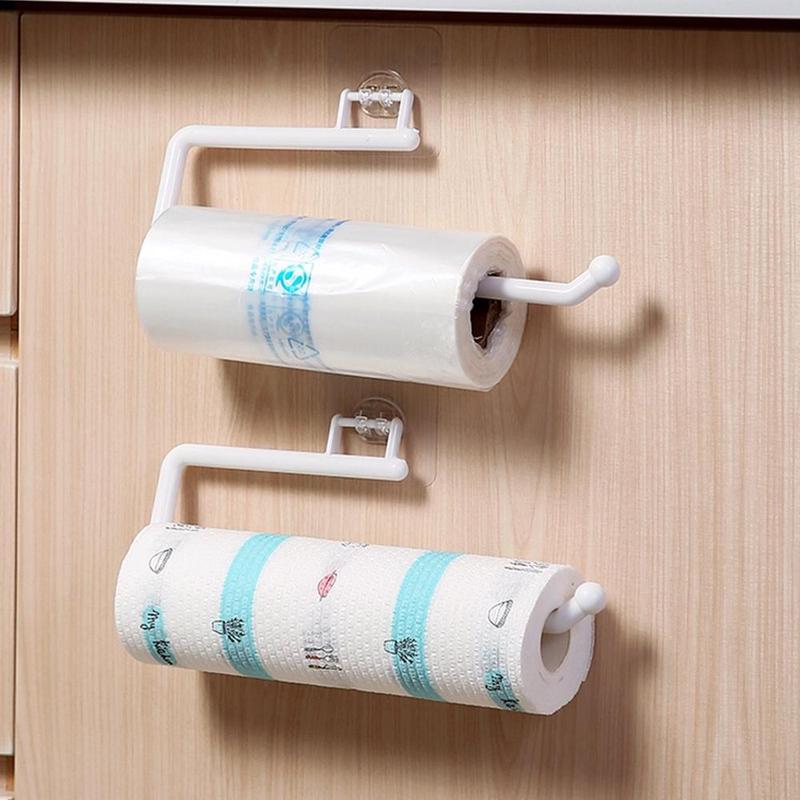 Sticky Hook Design Tissue Storage Rack, 1 Count Tissue Roll Paper Hook Storage Rack, Towel Holder, Multifunction Wall Shelf Organizer