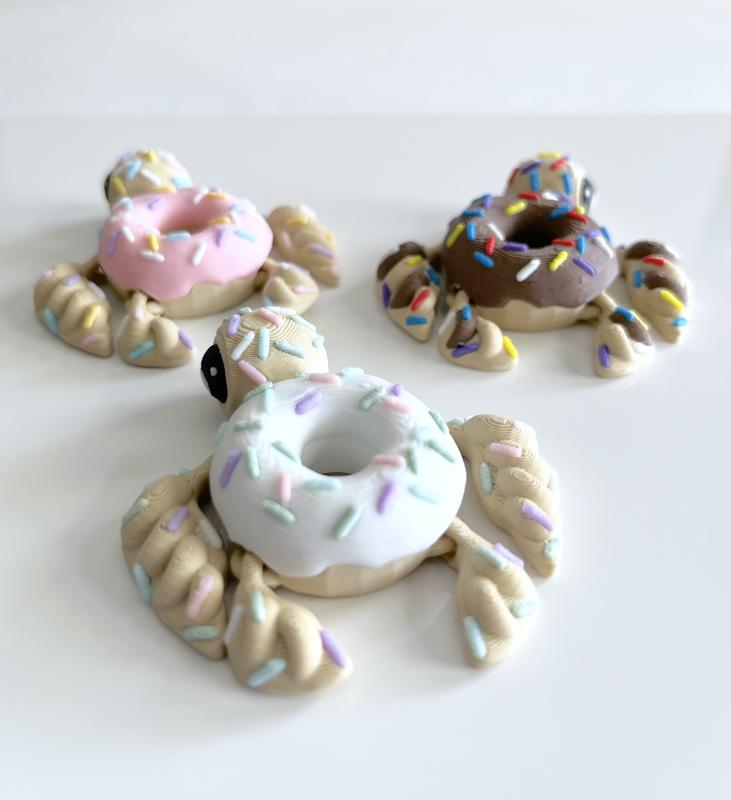 Articulating Donut Turtle Figurine 3D Printed Fidget Decor Desk Pet Ornaments mini animal