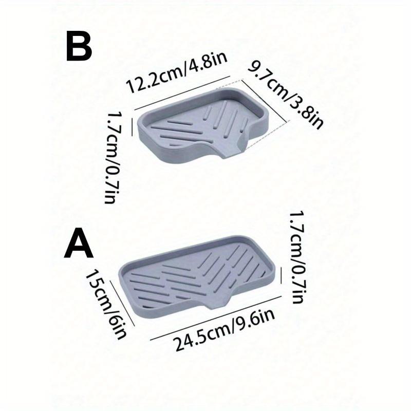 Silicone Kitchen & Bathroom Sink Tray, 2 Counts set Drain Nozzle, Suitable for Soap Tray Holder, Countertop Sink Washing Rack, Drain Pad, Bathroom Soap Box