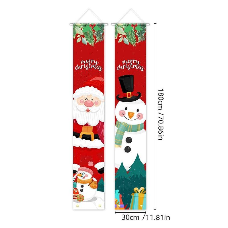 Merry Christmas Door Banner, 1 Pair Colorful Christmas Themed Door Decoration, Outdoor Hanging Banner for Home Front Door, Festive & Party Supplies