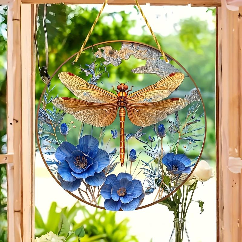 Dragonfly Design Hanging Decor, 1 Count Colorful Exquisite Acrylic Hanging Ornament, Hanging Decor for Home Garden Yard Balcony