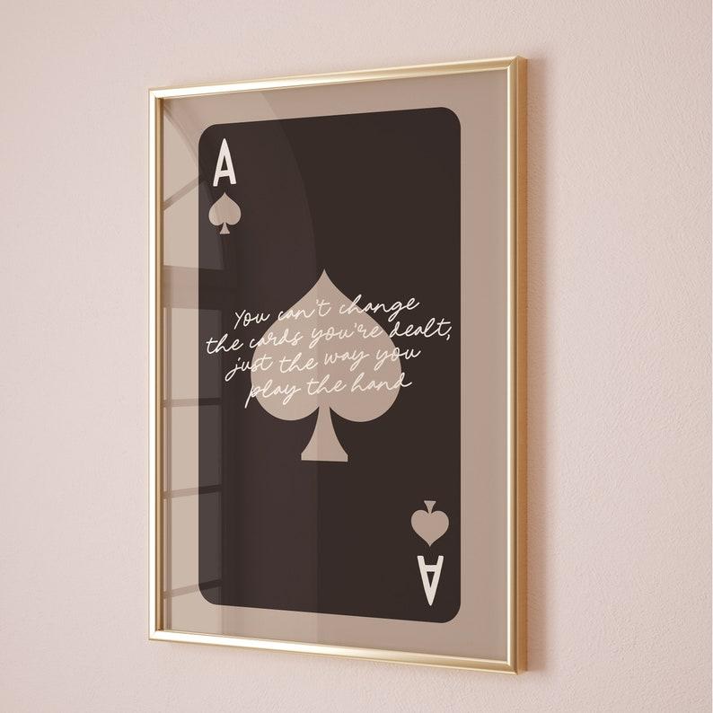 ace of spades print, trendy dark brown aesthetic, spades playing card poster, retro bar cart art decor, preppy neutral boho apartment decor