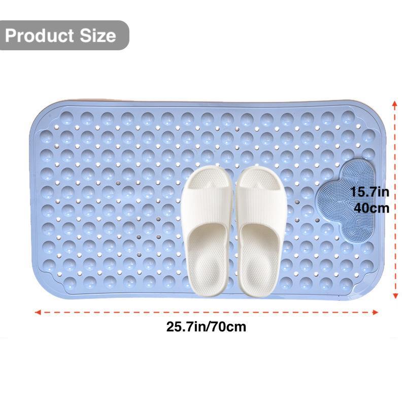 Cloud Pattern Bath Mat, 1 Count Non-slip Bathroom Massage Mat with Suction Cup, Round Hole Design Quick Drain Mat for Shower Room