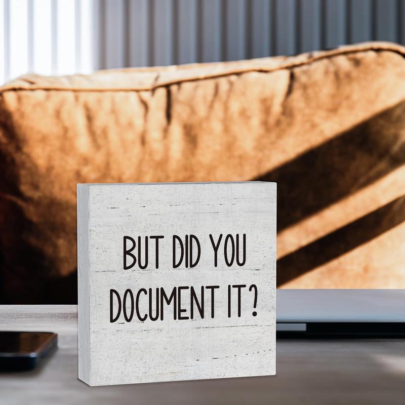 DIY But Did You Document It Wooden Box Sign Decorative Funny Office Wood Box Sign Home Office Decor Rustic Farmhouse Square Desk Decor Sign for Shelf 5 x 5 Inches