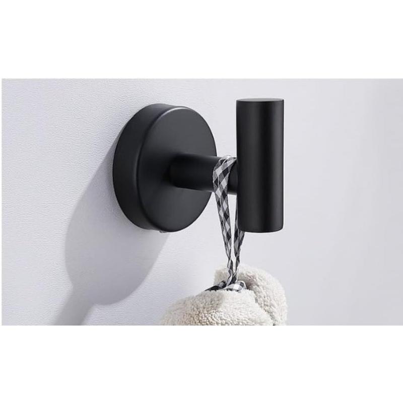 2 4 8 Pack Towel Hooks, Robe Hook, Bathroom Coat Hook Wall Mounted, Stainless Steel Bathroom Hooks, Towel Hook for Bedroom Kitchen Hotel Office(2 Pack Matte Black)