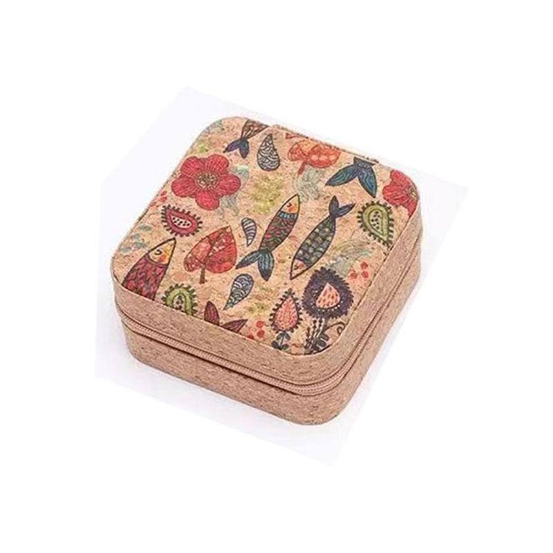 Vintage Flower Pattern Jewelry Storage Box, 1 Count Portable Travel Jewelry Organizer, Mini Jewelry Storage Box for Necklace, Earrings, Rings