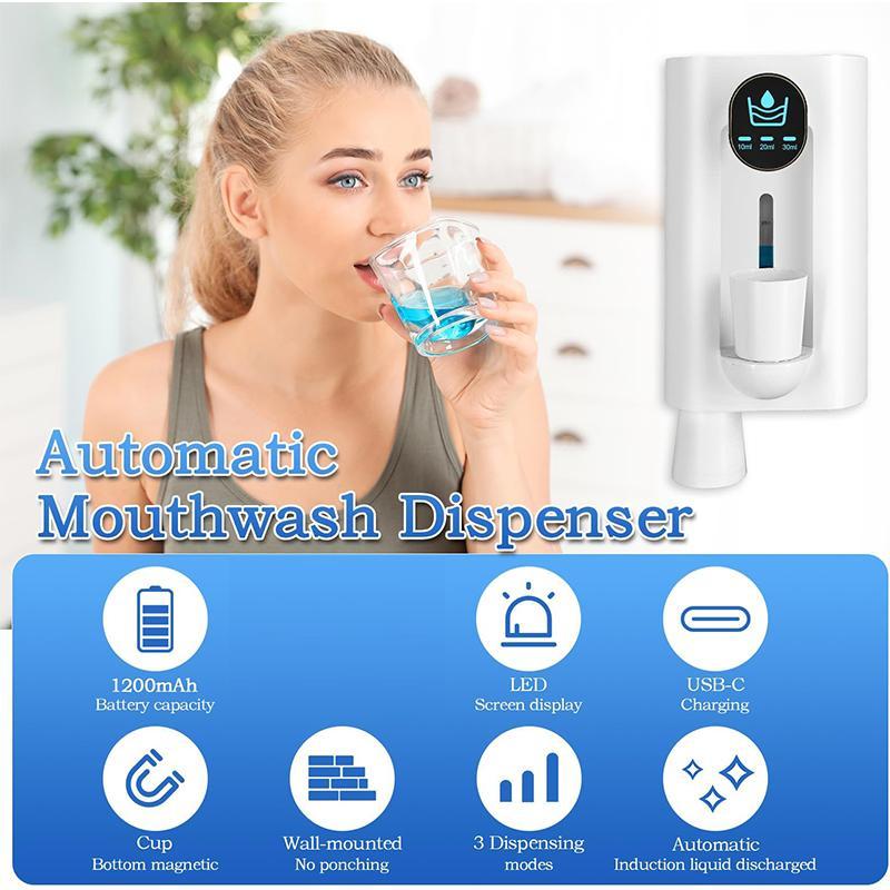 Automatic Sensor Mouthwash Dispenser, USB Rechargeable Wall Mounted Mouthwash Dispenser, Smart Mouthwash Dispenser for Home Bathroom