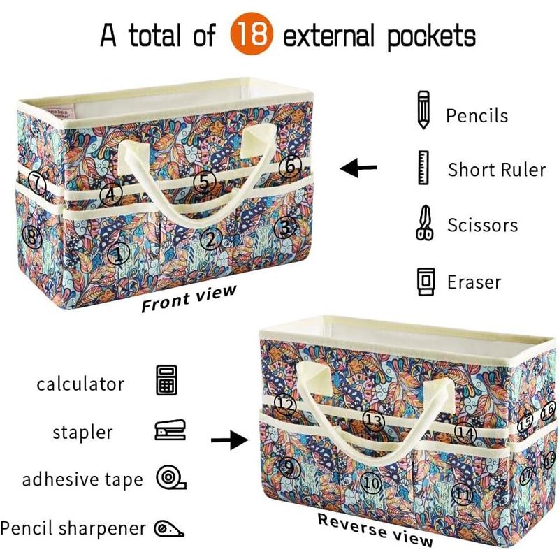 Craft Organizer Tote Bag Art Storage Caddy with Multiple Pockets Storage Containers for Art,Craft,and Office Supplies Storage Exoticism