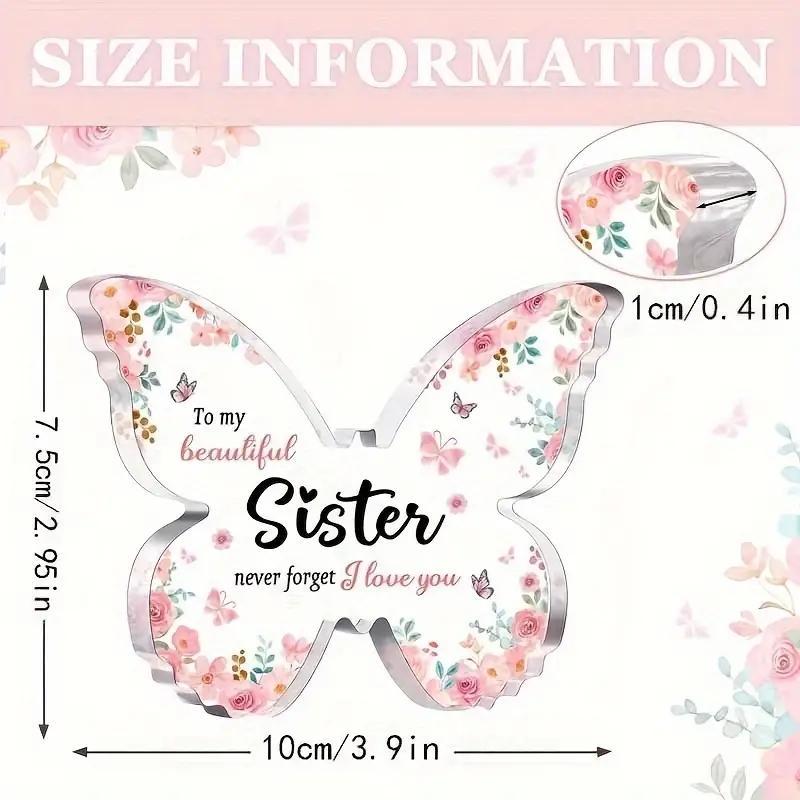 Butterfly Shaped Acrylic Ornament, 1 Count To My Sister Letter Creative Desktop Decoration, Warm Exquisite Gift for Family Sister Friends