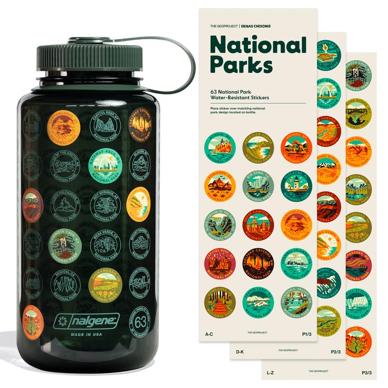 National Park Plastic Sticker Bottle Kit Wide Mouth - 32oz