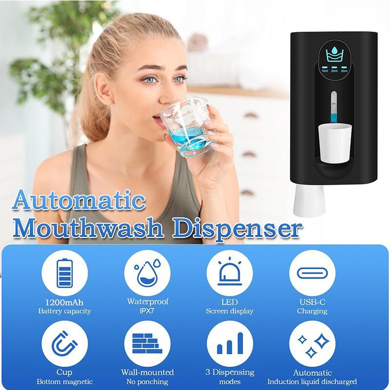 Automatic Mouthwash Dispenser, USB Rechargeable Mouthwash Dispenser with Cup, Mouthwash Dispenser for Bathroom, Kitchen Appliances