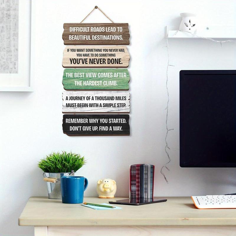 Wooden Wall Hanging Sign, 1 Count Inspirational Positive Quotes Design Decoration, Wall Art Decor for Home Living Room Bedroom Office