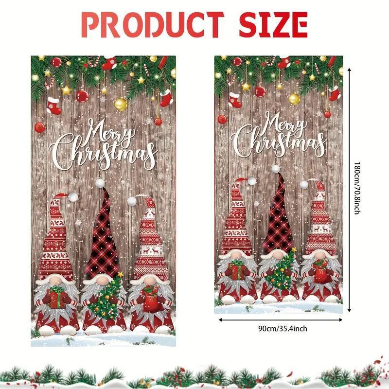 Christmas Door Banner, 1 Count Snowflake & Gnome Pattern Door Hanging Banner, Holiday Party Decoration Supplies for Home Balcony School Office