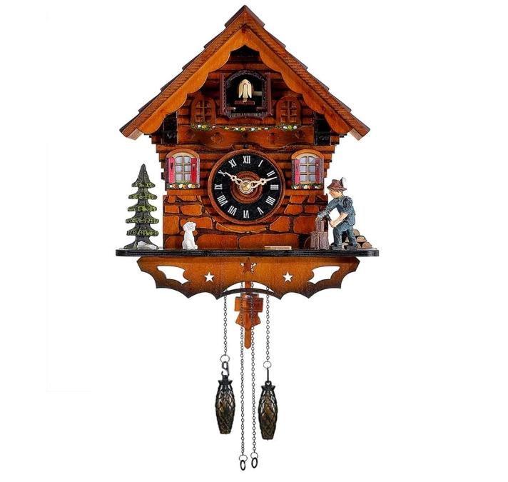 Kintrot Cuckoo Clock Traditional Black Forest Clock Antique Wooden Pendulum Quartz Wall Clock