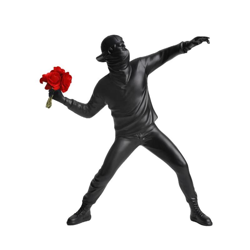 Rose Throwing Boy Resin Ornament, 1 Count Modern Art Desktop Statue, Art Desktop Decoration for Living Room & Cabinet Display