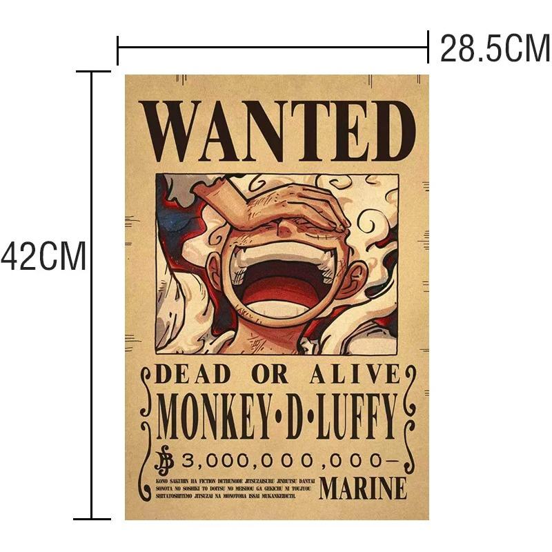 Anime Figure Bounty One Piece Luffy Vintage Wanted Warrant Posters Kids Room Wall Decor Paintings Toys Gifts