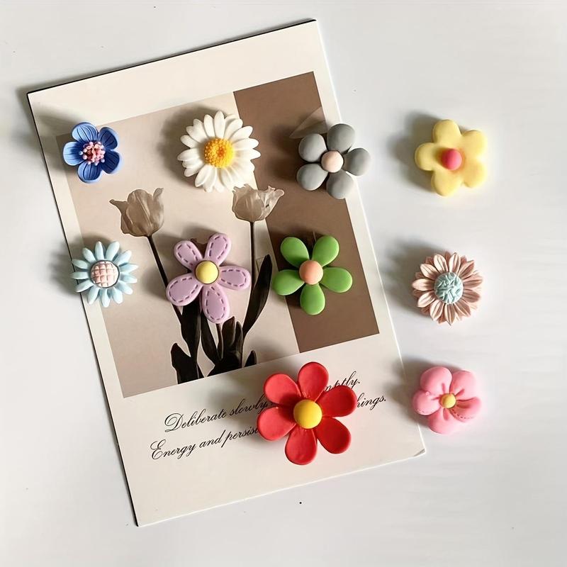 Flower Shaped Refrigerator Magnet, 10pcs set Cute Magnetic Decorations for Kitchen Whiteboard