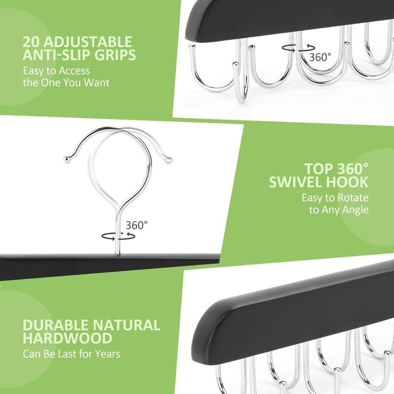 Bra Hanger for Closet, Tank Top Hanger 20 Hooks Capacity Sturdy Wood Space Saving Hanger Sport Bras Holder, Closet OrganizersBlack 1 Pack