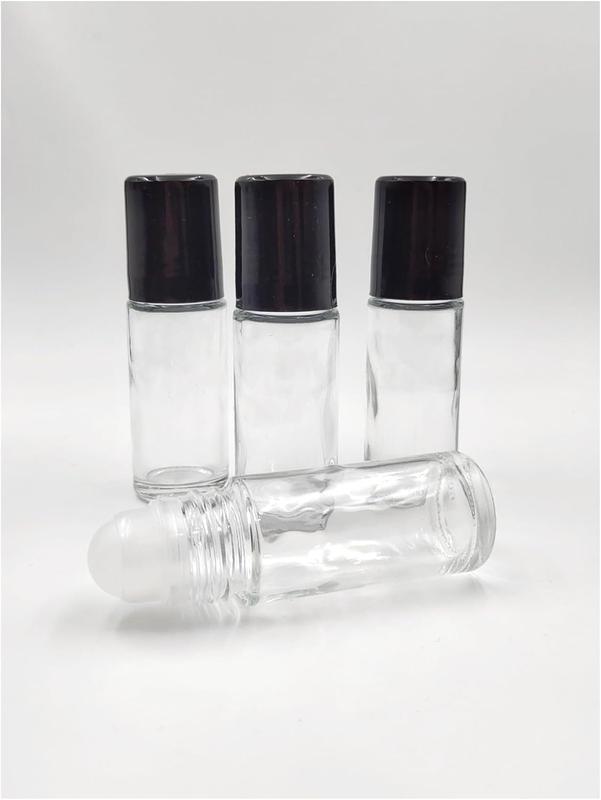 4Packs Glass Clear Roller Bottles 30ml 1 Oz Refillable Essential Oil Perfume Roll on Bottles Leak-Proof Design Empty