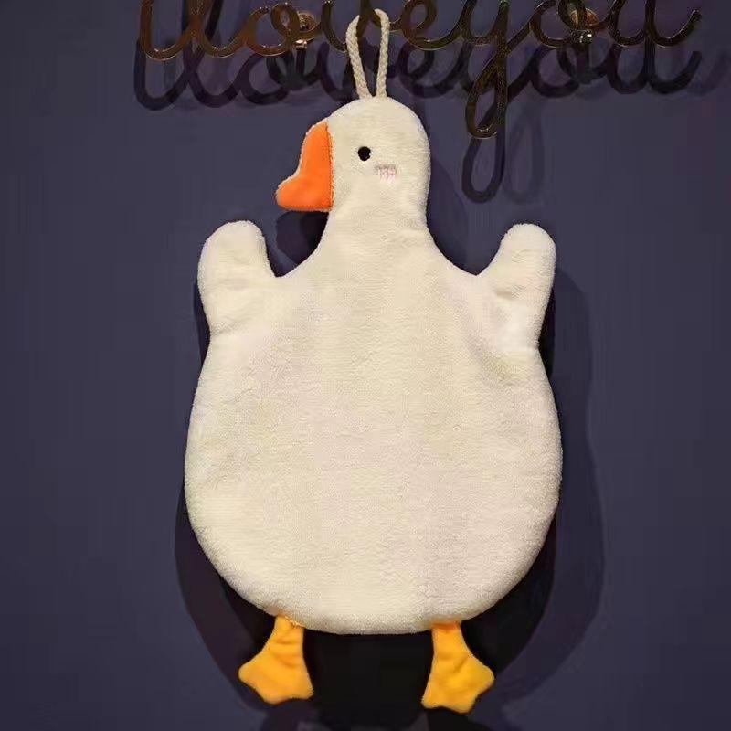 Goose Design Hand Towel, 1 Count Cute Hanging Hand Towel, Bathroom Supplies, Bathroom Gadgets