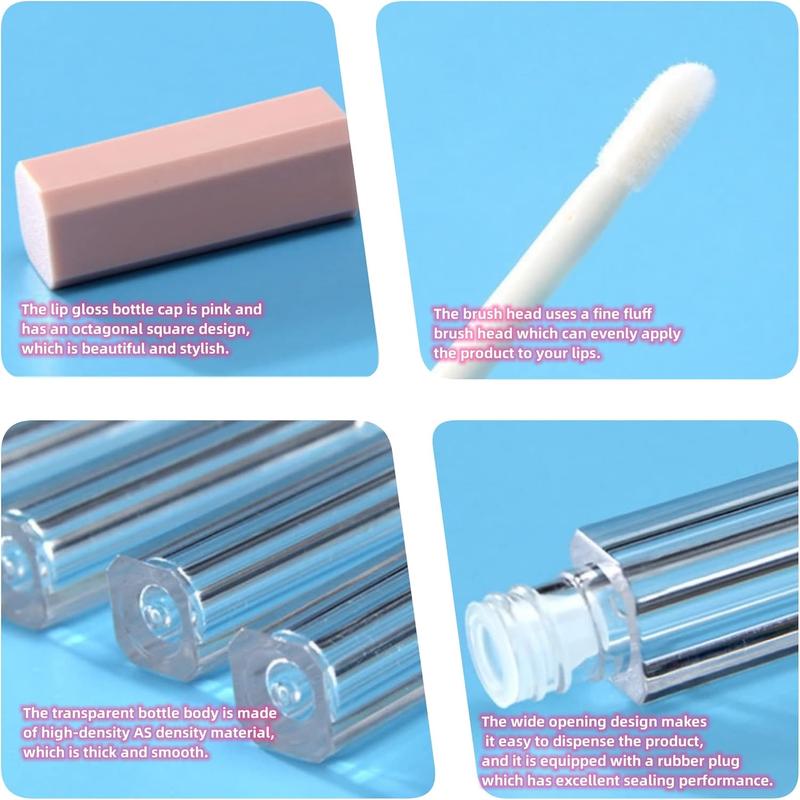 Mini Lip Gloss Tubes Empty With Wand Diy Lipgloss Making Kit For Small Businesses Pink Cute Containers Empty Lip Balm Tubes（16PCS