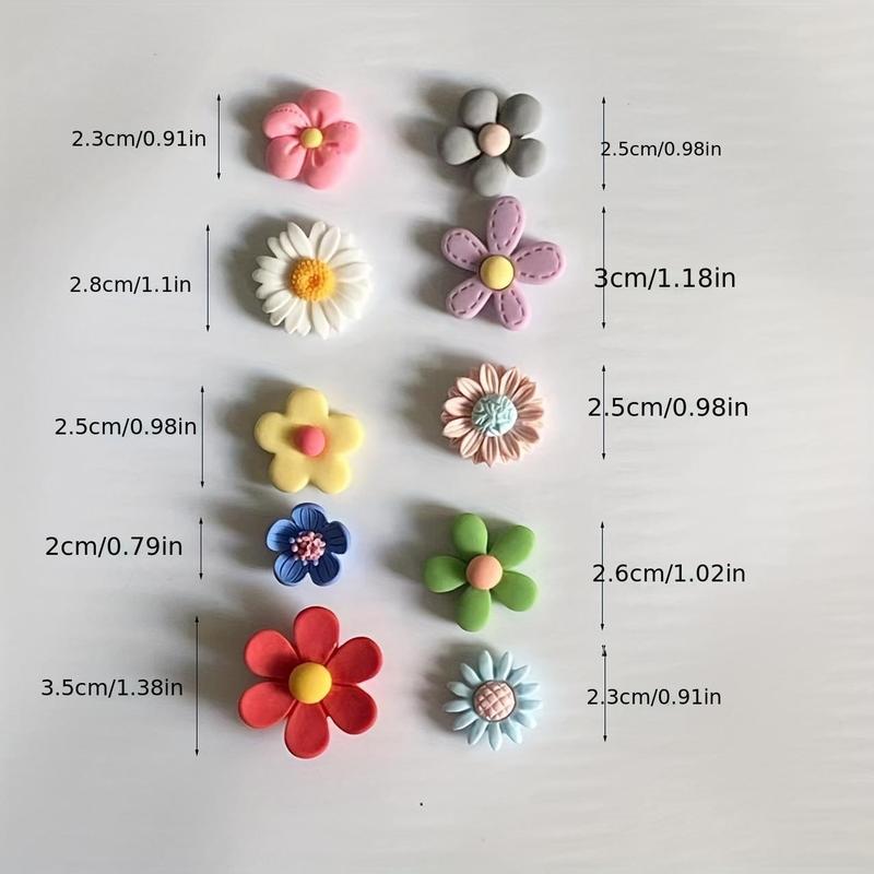 Flower Shaped Refrigerator Magnet, 10pcs set Cute Magnetic Decorations for Kitchen Whiteboard