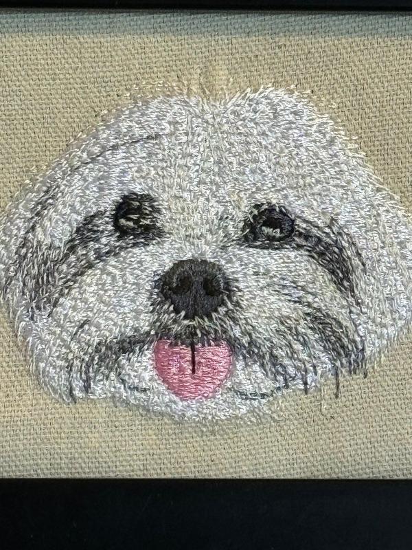 Maltese Dog Breed Machine Embroidered and Framed - Other Designs and Breeds Available