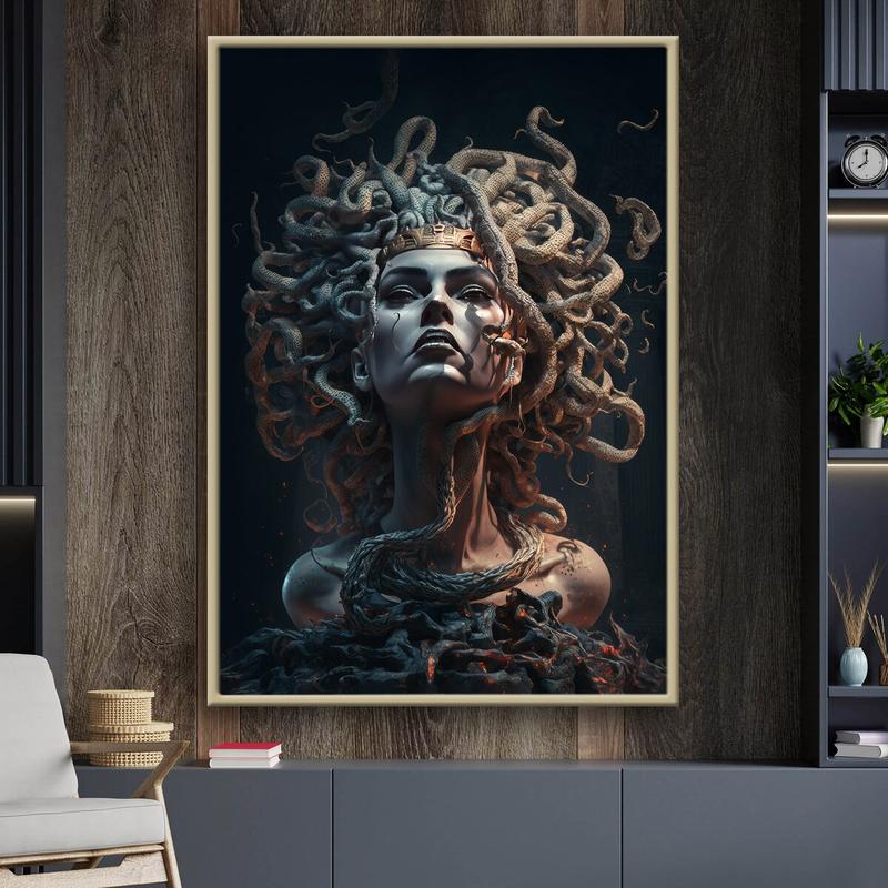 Ancient Greek Mythology Snake Head Abstract Woman, Medusa Poster, Wall Decor, Decorative Wall Art, Halloween Gift