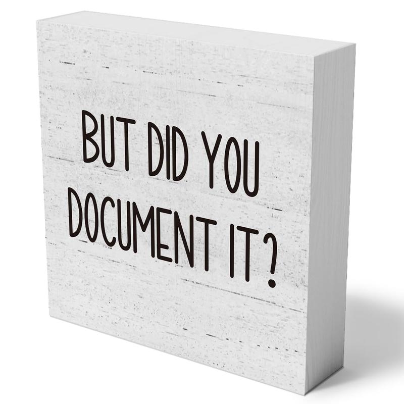 DIY But Did You Document It Wooden Box Sign Decorative Funny Office Wood Box Sign Home Office Decor Rustic Farmhouse Square Desk Decor Sign for Shelf 5 x 5 Inches