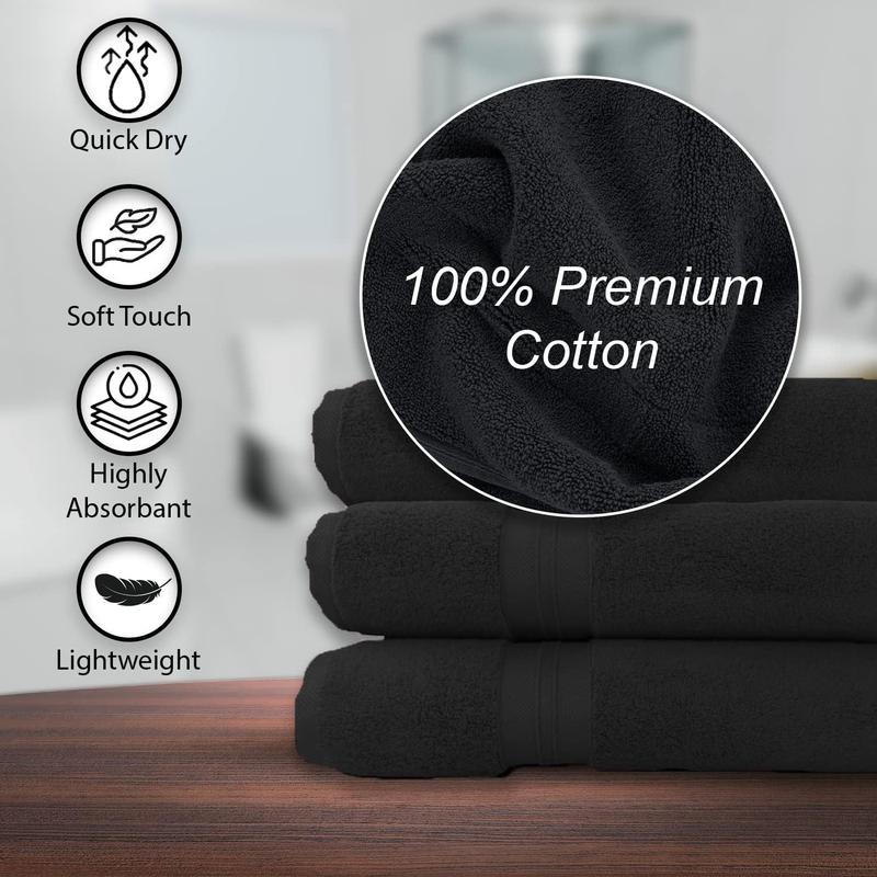 100% Cotton Bath Towels, 24x48 Pack of 6, Quick Dry, High Water Absorbency, Soft Feel, Suitable for Gym, Spa, Bathroom, Shower, Pool, Soft Towels (Gray, 24x48-Pack of 6)