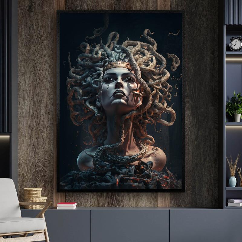 Ancient Greek Mythology Snake Head Abstract Woman, Medusa Poster, Wall Decor, Decorative Wall Art, Halloween Gift