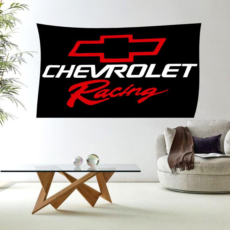 Chevy Racing CAR flag Banner 3x5ft Funny Poster Durable Cave Wall Flag with Brass Grommet for College Dorm Decor, Outdoor, Party Wall Decor Hanging Flag