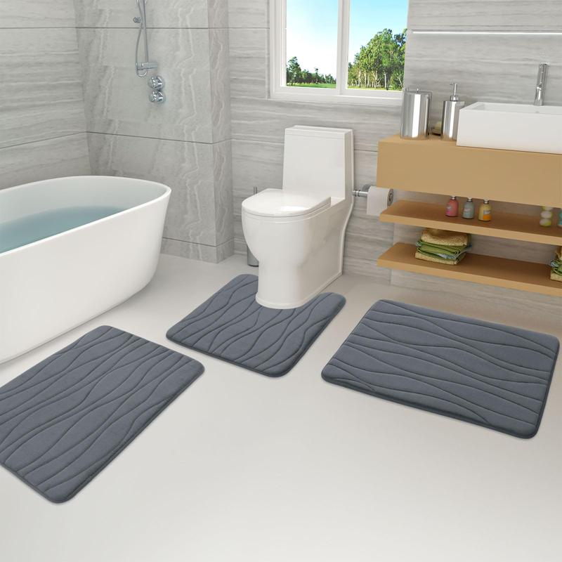 Memory Foam Bathroom Rug Mat 24x16, Extra Soft and Absorbent Bath Mats, Non-Slip and Machine Washable Bath Rugs for Bathroom Floor,Tub and Shower