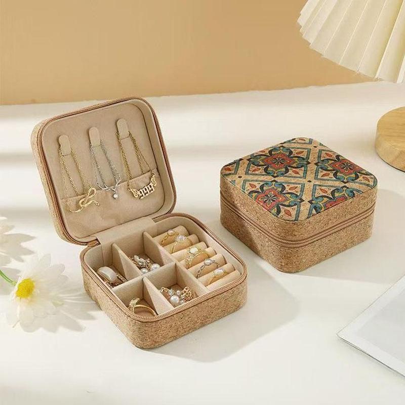 Vintage Flower Pattern Jewelry Storage Box, 1 Count Portable Travel Jewelry Organizer, Mini Jewelry Storage Box for Necklace, Earrings, Rings