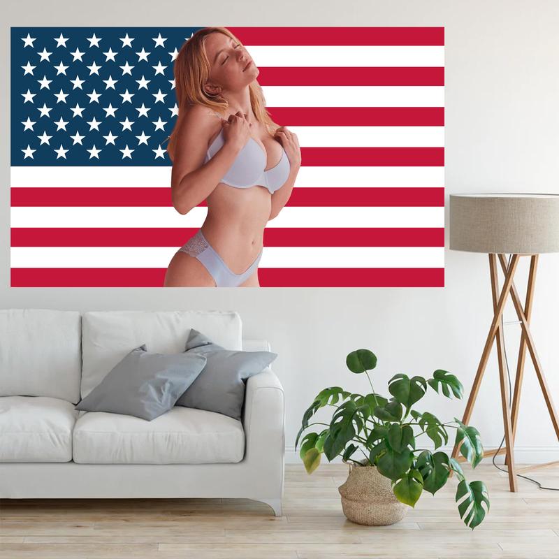 Sydney Sweeney America Flag 3x5ft Polyester Durable Anti-fading Outdoor Man Cave Tapestry, Dorm Outdoor Banner, Party Decor Flag